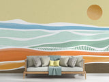 Abstract Beach Mural Wallpaper | Minimalist Coastal Waves Design