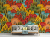 Forest Mural Wallpaper | Colorful Autumn Trees Pattern