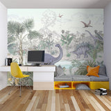 Dinosaur Mural Wallpaper | Prehistoric Jungle Paradise