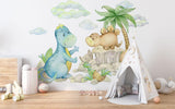 Papier Peint Mural Dinosaure | Amis Préhistoriques Aquarelle