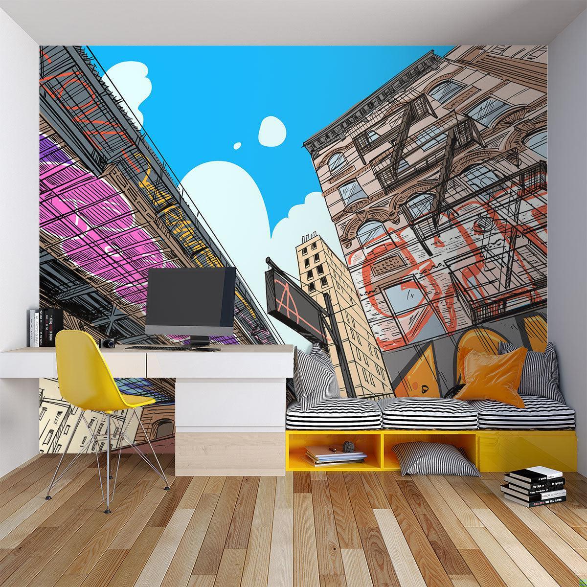 Urban Mural Wallpaper | Street Art Comic Style Design