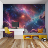 Galaxy Mural Wallpaper | Cosmic Nebula with Vibrant Aurora