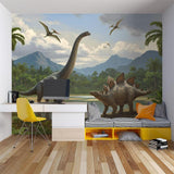 Dinosaurier Tapete | Jurassische Landschaft mit Brachiosaurus