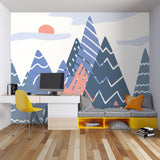 Mountain Mural Wallpaper | Modern Blue Peaks Design