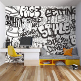 Graffiti Mural Wallpaper | Urban Black and White Street Art