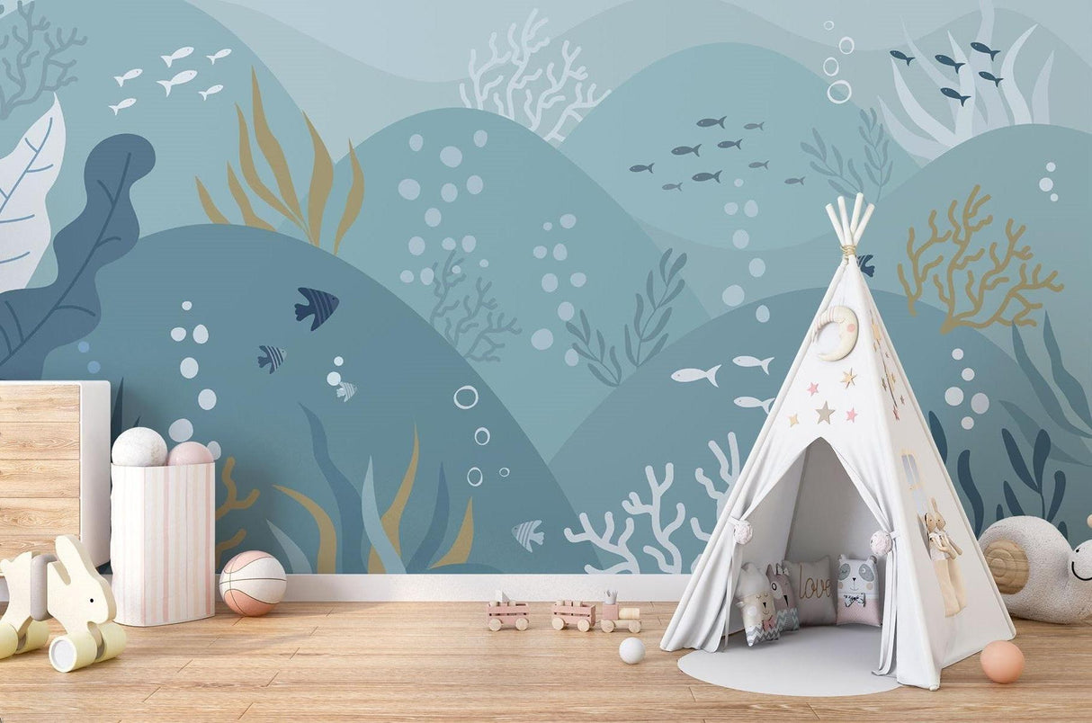 Papier Peint Mural Océan | Scène de Vie Marine Sous-Marine