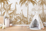 Papier Peint Mural Safari | Design Animaux de la Jungle Dorée