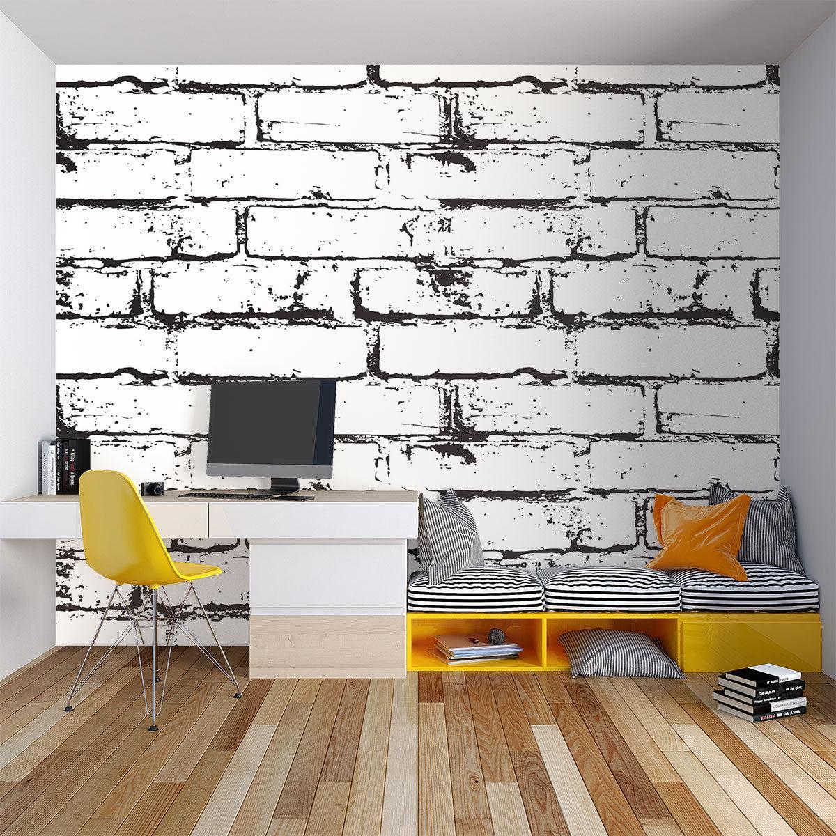 Brick Mural Wallpaper | Industrial Black and White Design