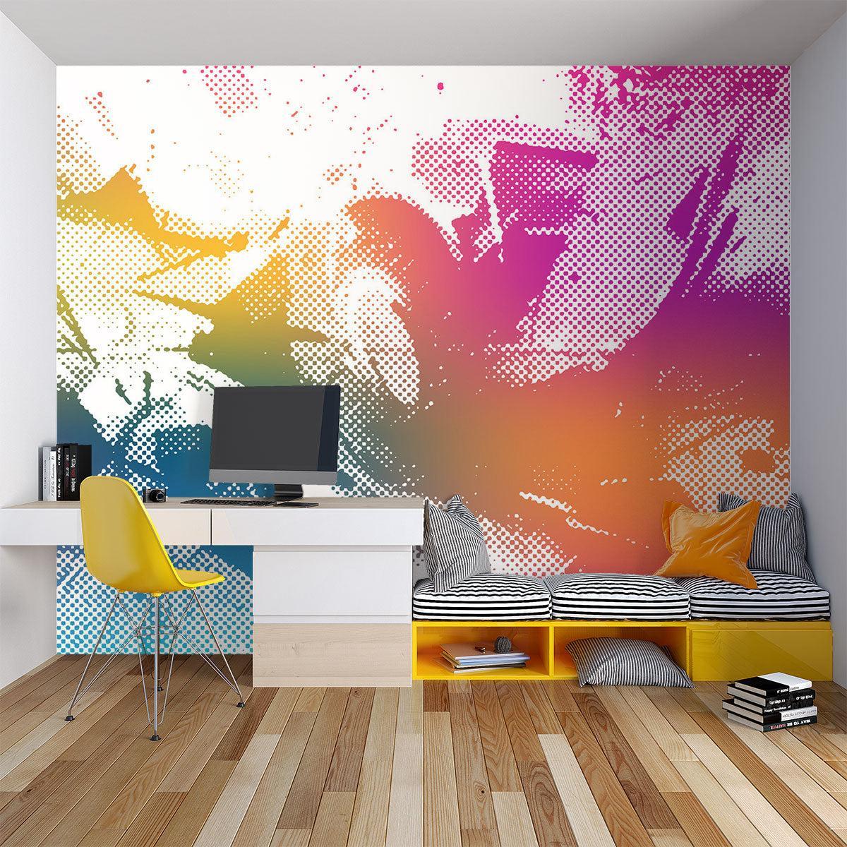 Abstract Mural Wallpaper | Rainbow Halftone Art Design