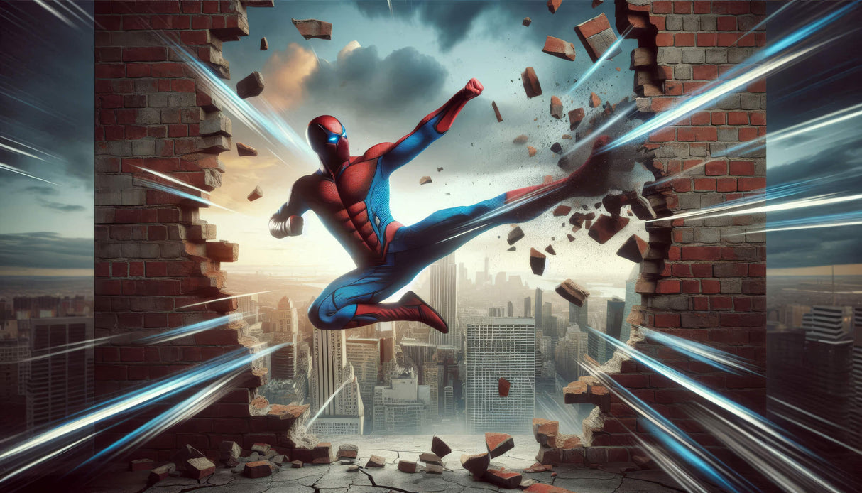 Superhero Mural Wallpaper | Dynamic 3D Spider Action Scene