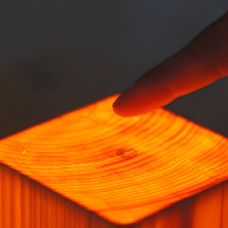 Modern LED Table Lamp  Wood Grain Touch Control Design - Detailed view