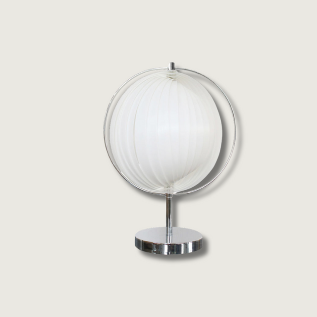 Modern Rotatable Table Lamp  Chrome Base White Sphere Design - Product showcase