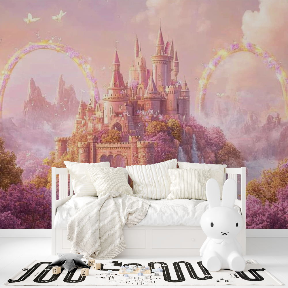 Princess Mural Wallpaper | Enchanted Castle With Rainbow