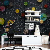 Space Mural Wallpaper | Colorful Planets and Constellations