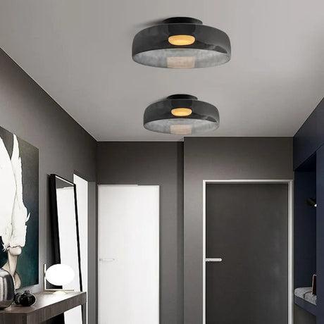 Modern Glass Ceiling Light  Layered Smoke Shade Design - Product detail 5