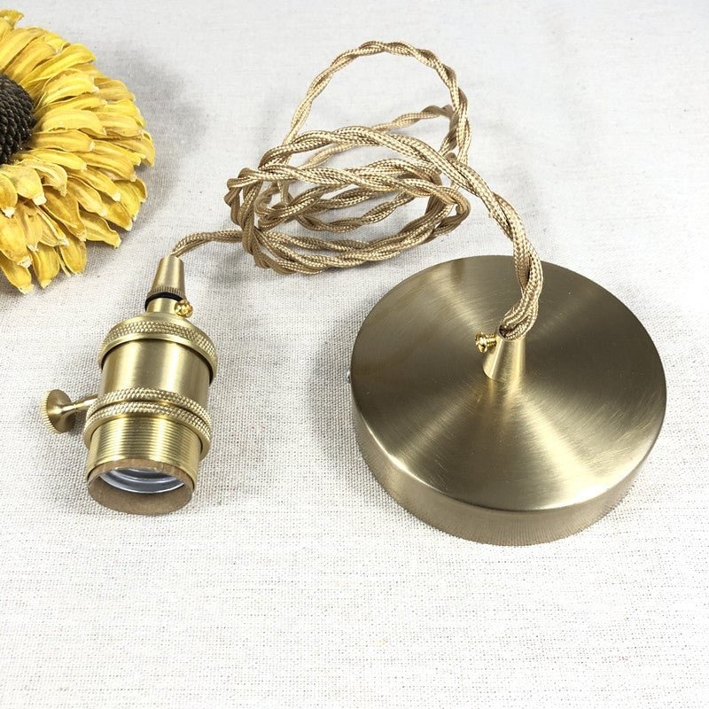 Green Glass Pendant Light  Rippled Brass Fixture - Product detail 10