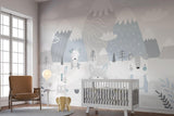 Mountain Mural Wallpaper | Scandinavian Winter Animals Scene