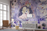 Princess Mural Wallpaper | Magical Unicorn With Cherry Blossoms