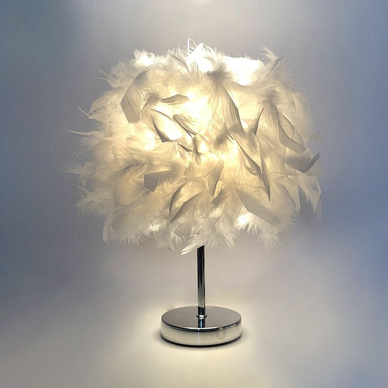 Feather Table Lamp  White Globe Design - Product showcase