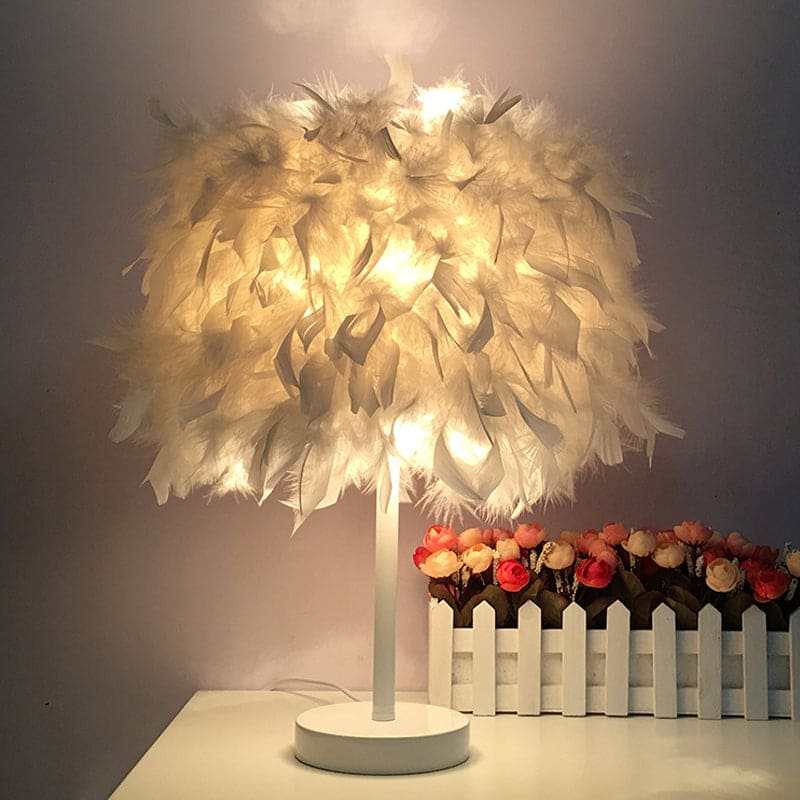Feather Table Lamp  White Globe Design - Detailed view