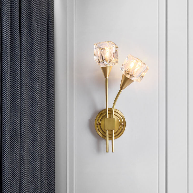 Modern Dual Wall Light  Crystal Glass  Brass Finish - Product example