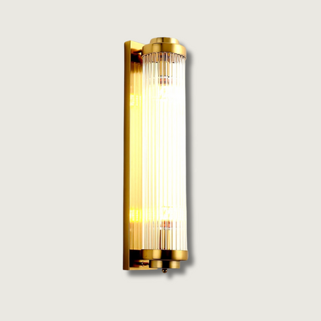 Art Deco Wall Light  Ribbed Glass Gold Finish - Product showcase