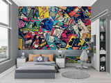 Comic Book Mural Wallpaper | Retro Superhero Collage Design