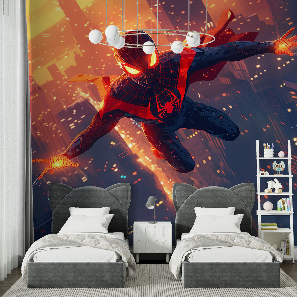 Spiderman Mural Wallpaper | Dynamic Superhero Action Scene
