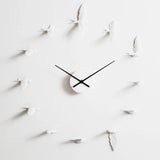 Minimalist Wall Clock  White Swallow Bird Design - Product showcase