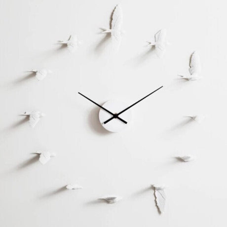 Minimalist Wall Clock  White Swallow Bird Design - Product showcase