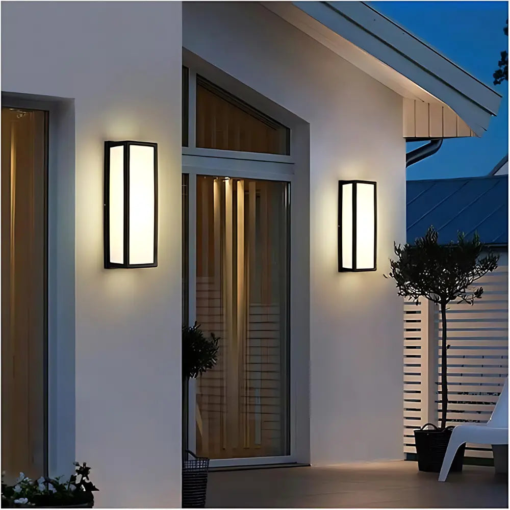 Modern Outdoor Wall Light  Black Frame LED Sconce - Detailed view