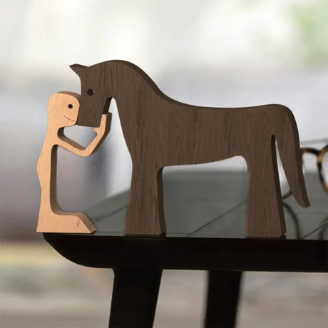 Handcrafted Wooden Animal Decor  Natural Wood Dog Figurine Set - Product detail 5