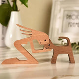Handcrafted Wooden Animal Decor  Natural Wood Dog Figurine Set - Product detail 11