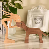 Handcrafted Wooden Animal Decor  Natural Wood Dog Figurine Set - Product detail 10
