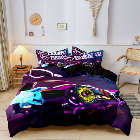 Racing Theme Bedding Set  Neon Gaming Design - Product showcase