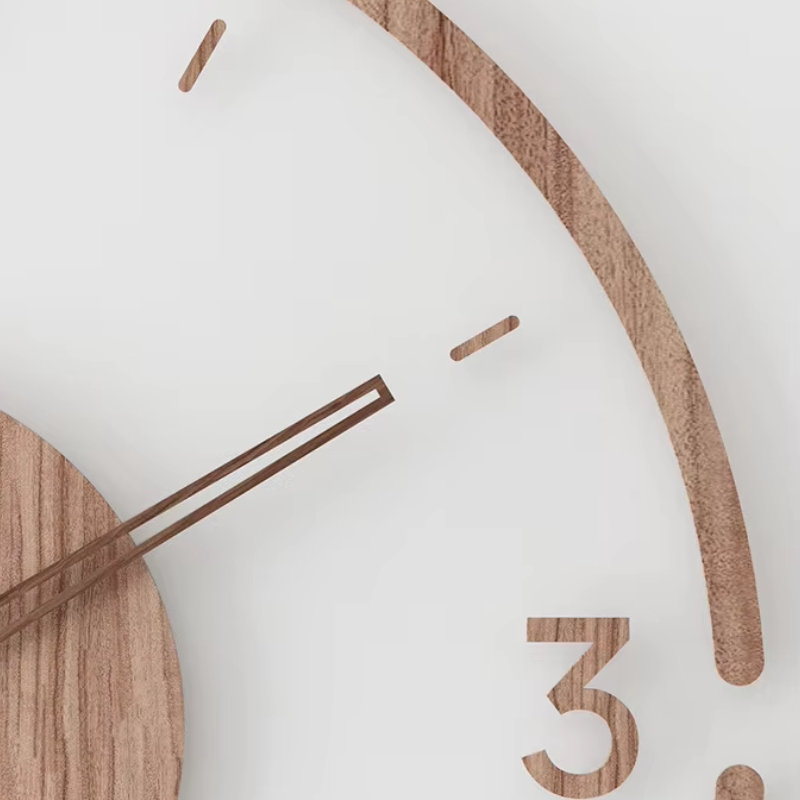 Scandinavian Wall Clock  Minimalist Wood Design - Product detail 4