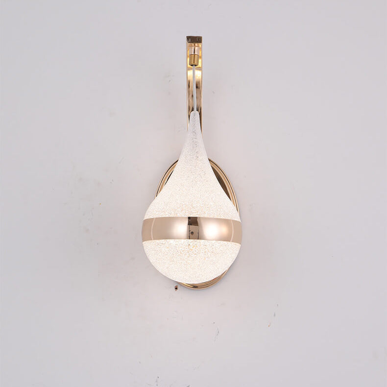 Modern LED Wall Sconce  Teardrop Glass Gold Trim - Detailed view