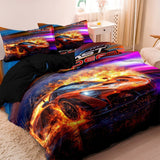 Sports Car Bedding Set  Vibrant Racing Design Print - Detailed view