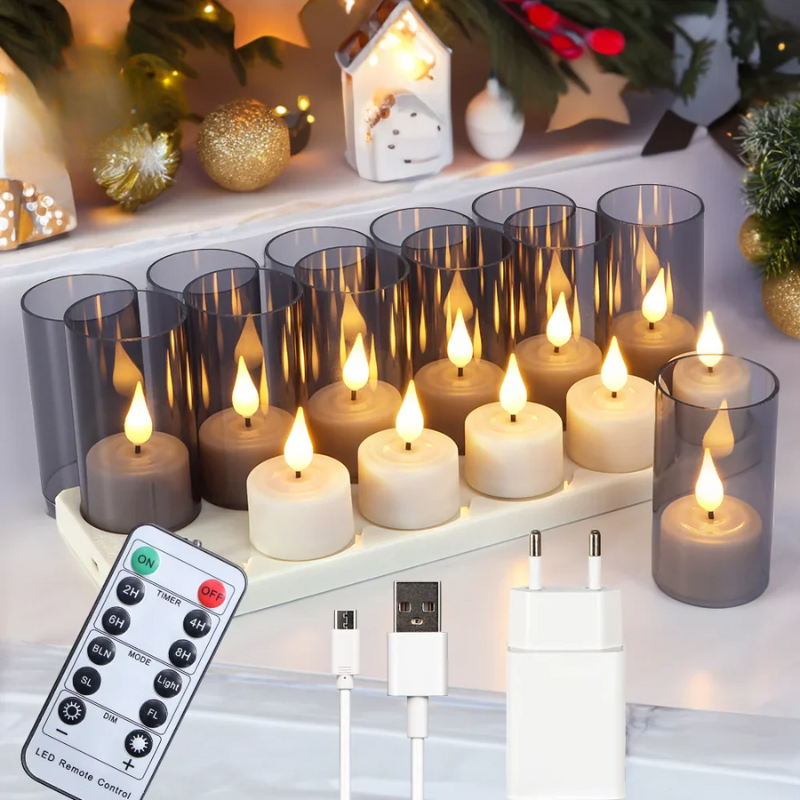 LED Flameless Candles  Glass Encased Flickering Lights - Detailed view