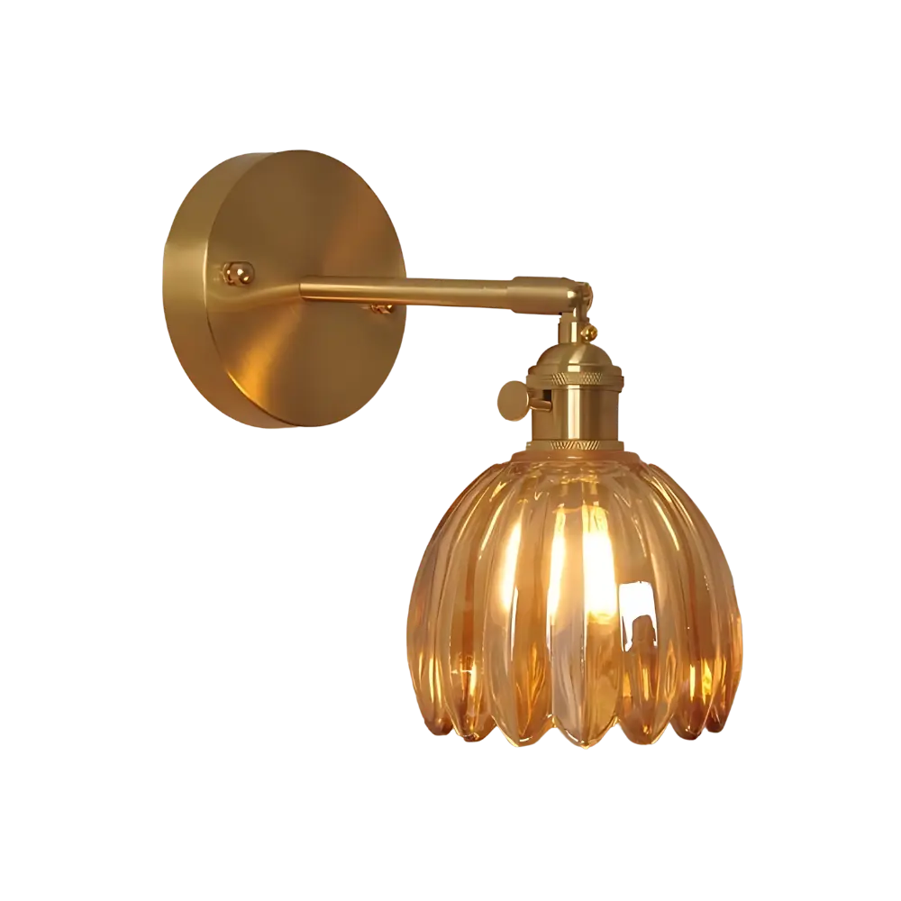 Art Deco Wall Sconce  Amber Glass Tulip Shade - Detailed view