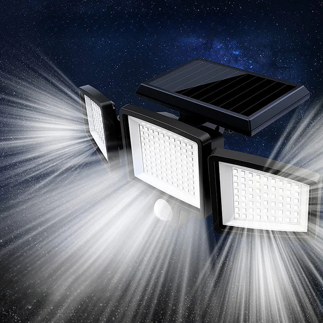 Solar Motion Sensor Light  Triple Head LED Security Lighting - Product showcase