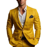 Modern Plaid Blazer  Navy Blue Windowpane Check Pattern - Product detail 5