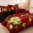 Romantic Floral Duvet Set  Red  Gold Rose Print - Product detail 5