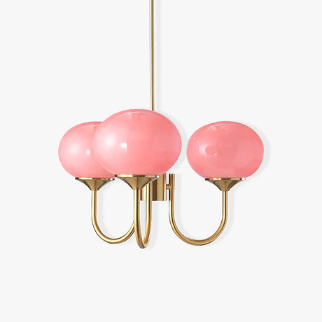 Modern Glass Chandelier  Pink Globe Brass Finish - Product detail 61