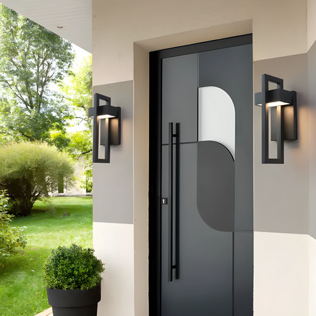 Modern Outdoor Wall Light  Black Aluminum LED Sconce - Product showcase