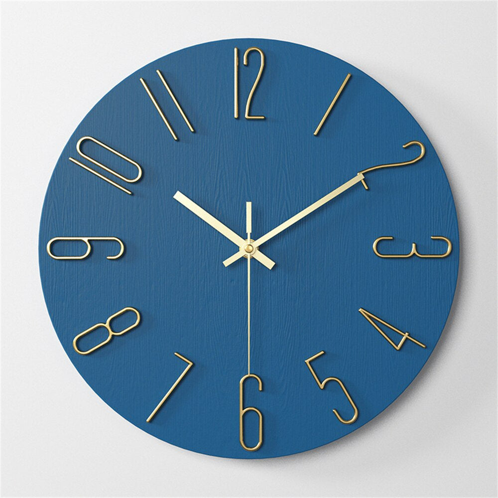Modern Wall Clock  Blue Face Gold Numbers - Product detail 6
