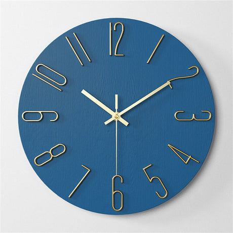 Modern Wall Clock  Blue Face Gold Numbers - Product detail 6