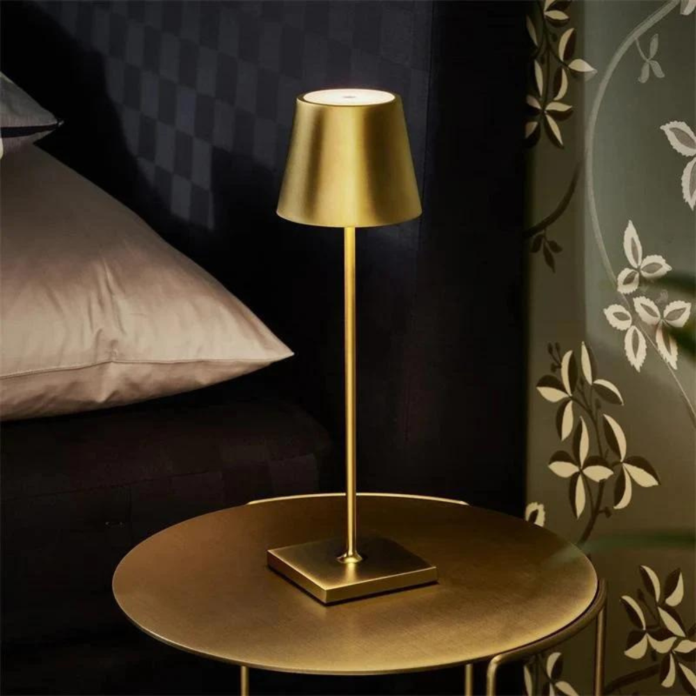 Modern Table Lamp  Brushed Gold Metal Design - Detailed view