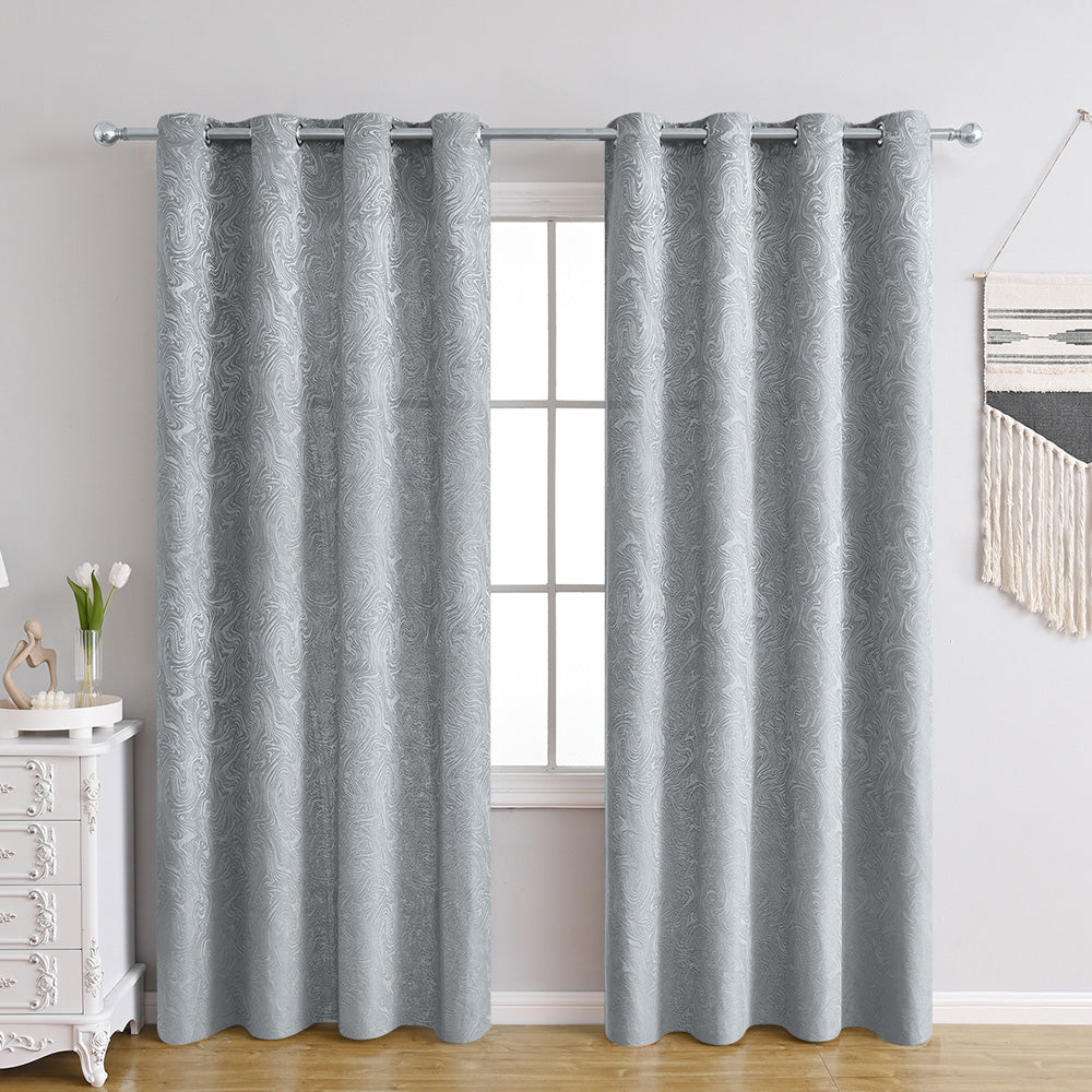 Textured Blackout Curtains  Embossed Swirl Pattern Grey - Product detail 17