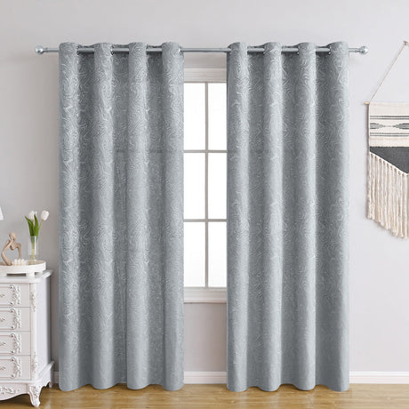 Textured Blackout Curtains  Embossed Swirl Pattern Grey - Product detail 17